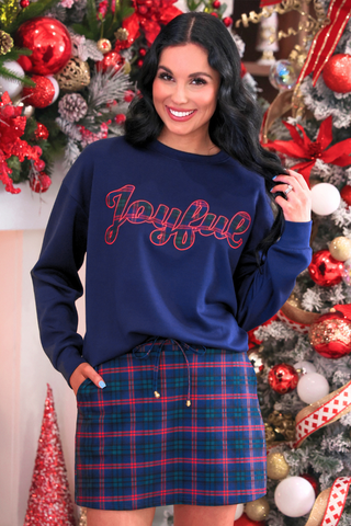 PREORDER- Joyful Plaid Patch Luxe Pullover