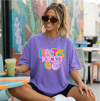 Let's Go Bobcats on violet Comfort Colors tshirt