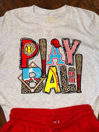 Play ball screen printed softball graphic tee
