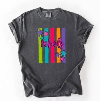 Rainbow Stripe Mascot Graphic Tee-- ADULT SIZES