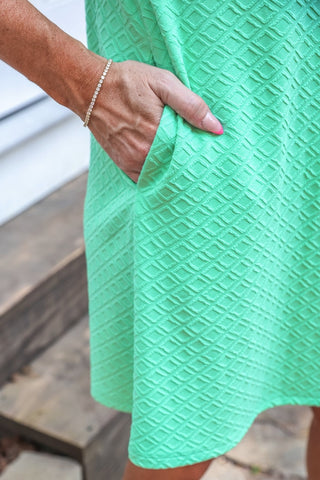 Ezra Textured Zipper Dress- Spearmint