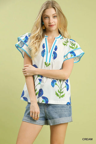 Umgee Blue Floral Top