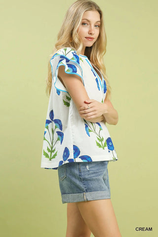 Umgee Blue Floral Top