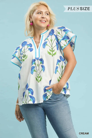 Umgee Blue Floral Top