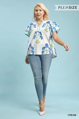 Umgee Blue Floral Top