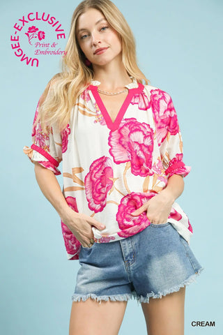 Umgee Pink Floral Top