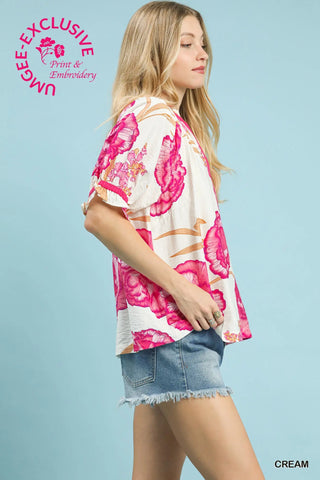 Umgee Pink Floral Top