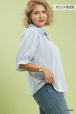 Umgee blue pin stripe top