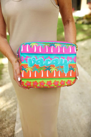 Vibrant Travel Makeup Bag- Vacay neon