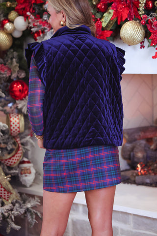 PREORDER- Velvet Quilted Vest- Navy
