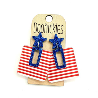 Stars and Stripes Bella Dangles - Patriotic Acrylic Earrings: