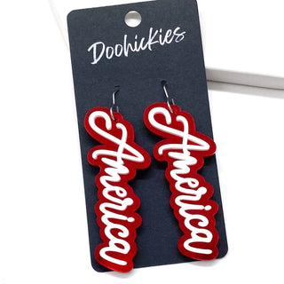 Layered America Acrylics- Patriotic Earrings 2.25"