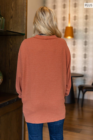 PLUS SIZE Two-Tone Charm Cardigan: Wine