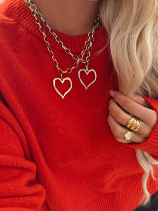 LARGE OPEN HEART NECKLACE: GOLD