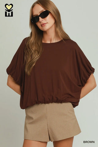 Umgee Bubble Sleeve & Hem Top