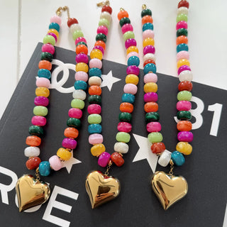 Colorful Heart Necklace by Chansuttpearls