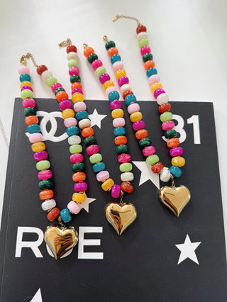 Colorful Heart Necklace by Chansuttpearls