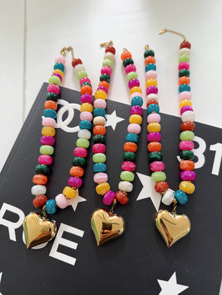 Colorful Heart Necklace by Chansuttpearls