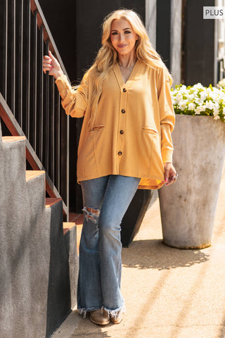 PLUS SIZE Two-Tone Charm Cardigan: Wine