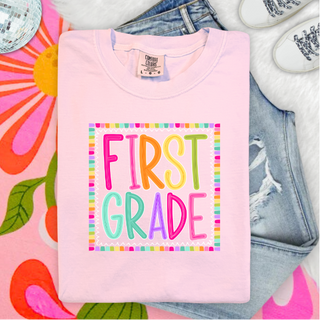 Grade Level framed graphic tees
