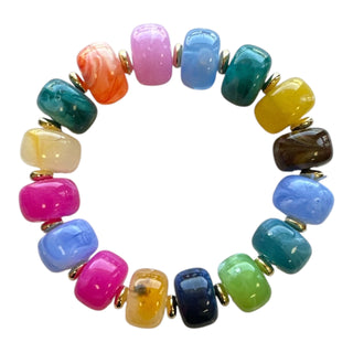 Bauble Bead with Gold Bead Stretch Bracelet- multi color