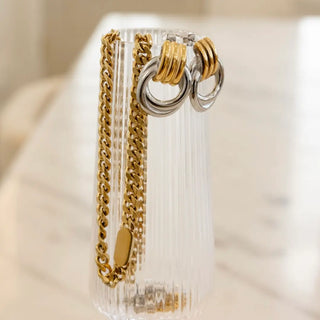 Harper Earrings by Chansuttpearls, silver & gold