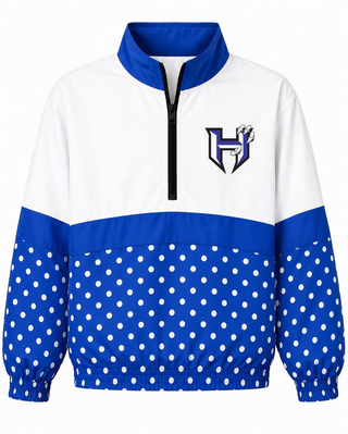Hawkins Hawks On the Go Pullover- Blue polka dot with H logo