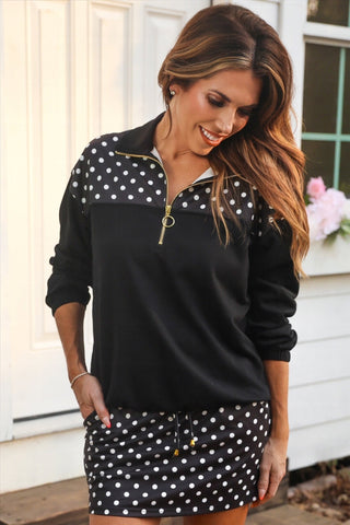 Mia Printed Pullover- After Dark Polka Dot