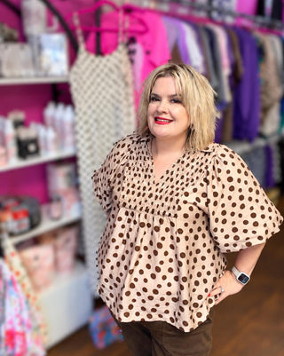 Umgee Brown Polka Dot top