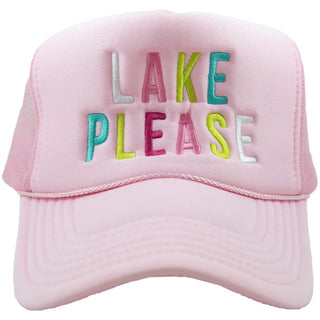 Lake Please Embroidered Hat, Pink
