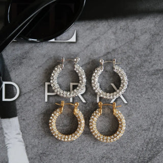 Medium Diamond Hoop by Chansuttpearls, gold
