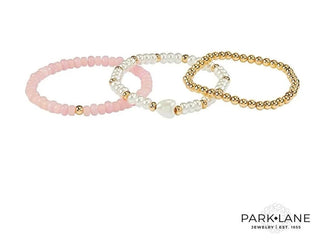 Park Lane Plush Bracelet set- pink/white/gold